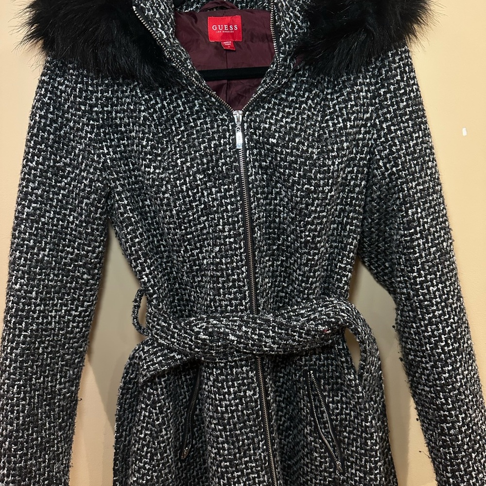Guess Black and White Women's Coat